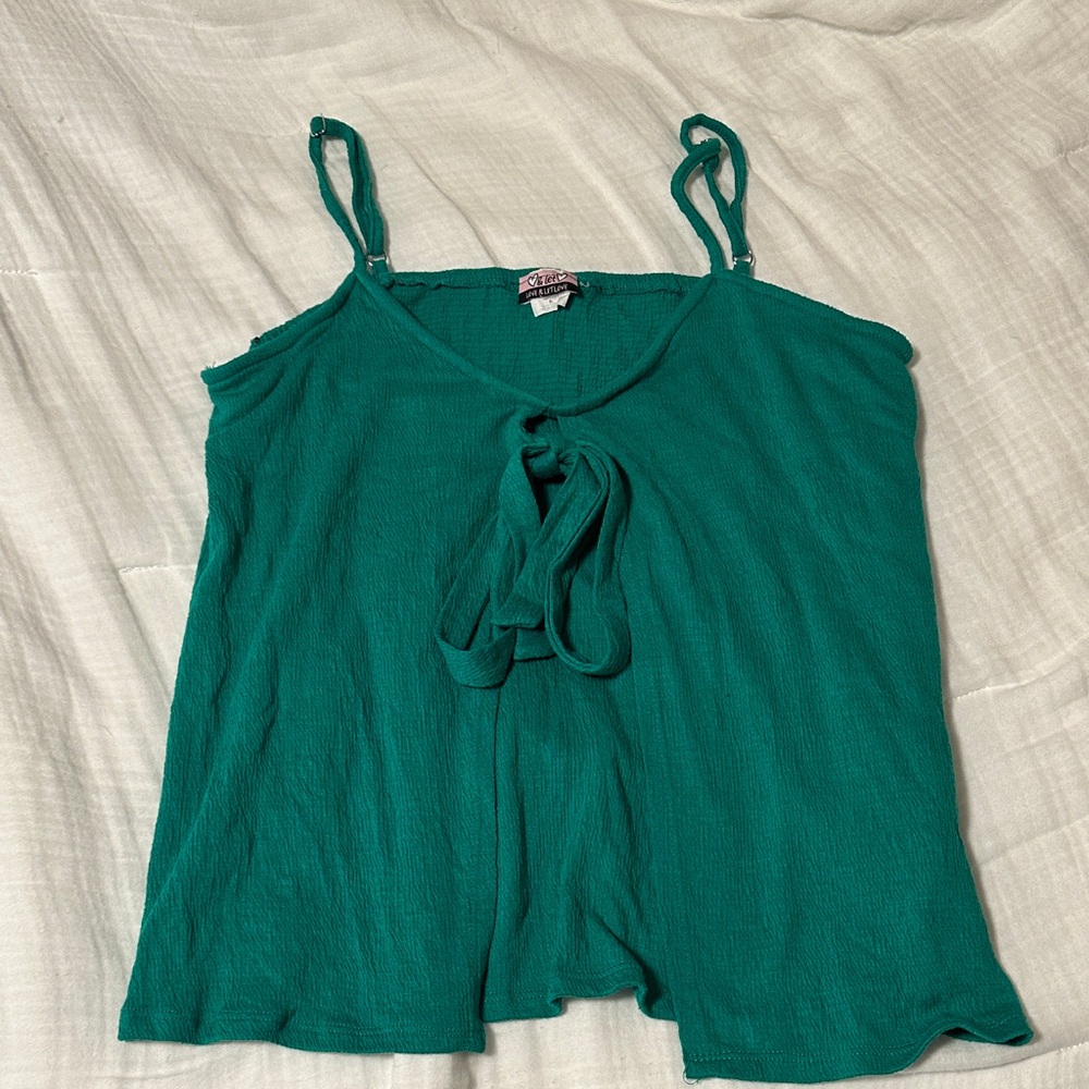 Flowy summer Teal Tank Top with Tie Front